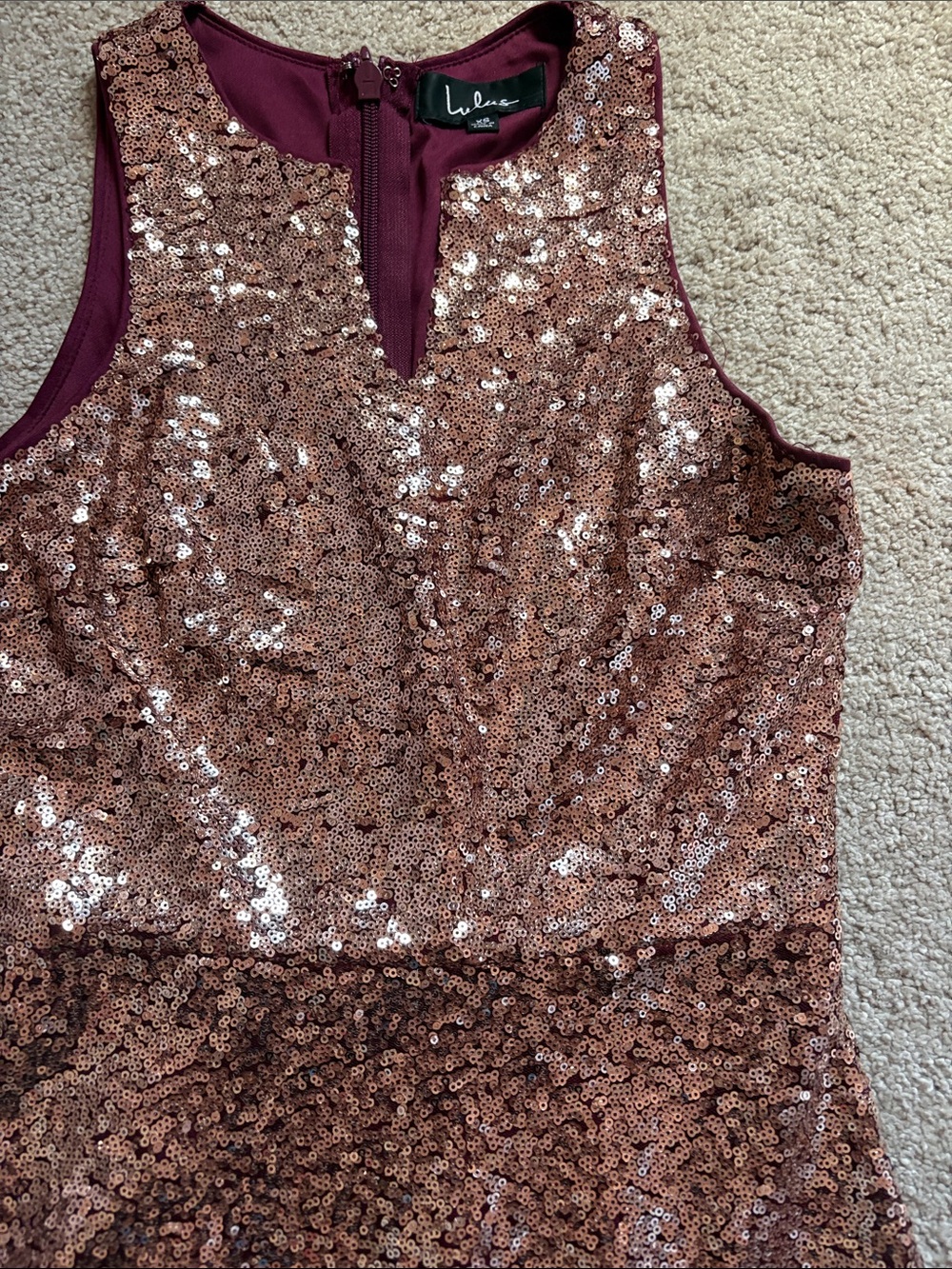 Sequin Ombre Mermaid Evening Dress - Gold to Burgundy
Lulus - Picture 3 of 4